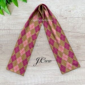 J.Crew pink & tan wool/angora/cashmere blend argyle long scarf shop@iamwarrior
